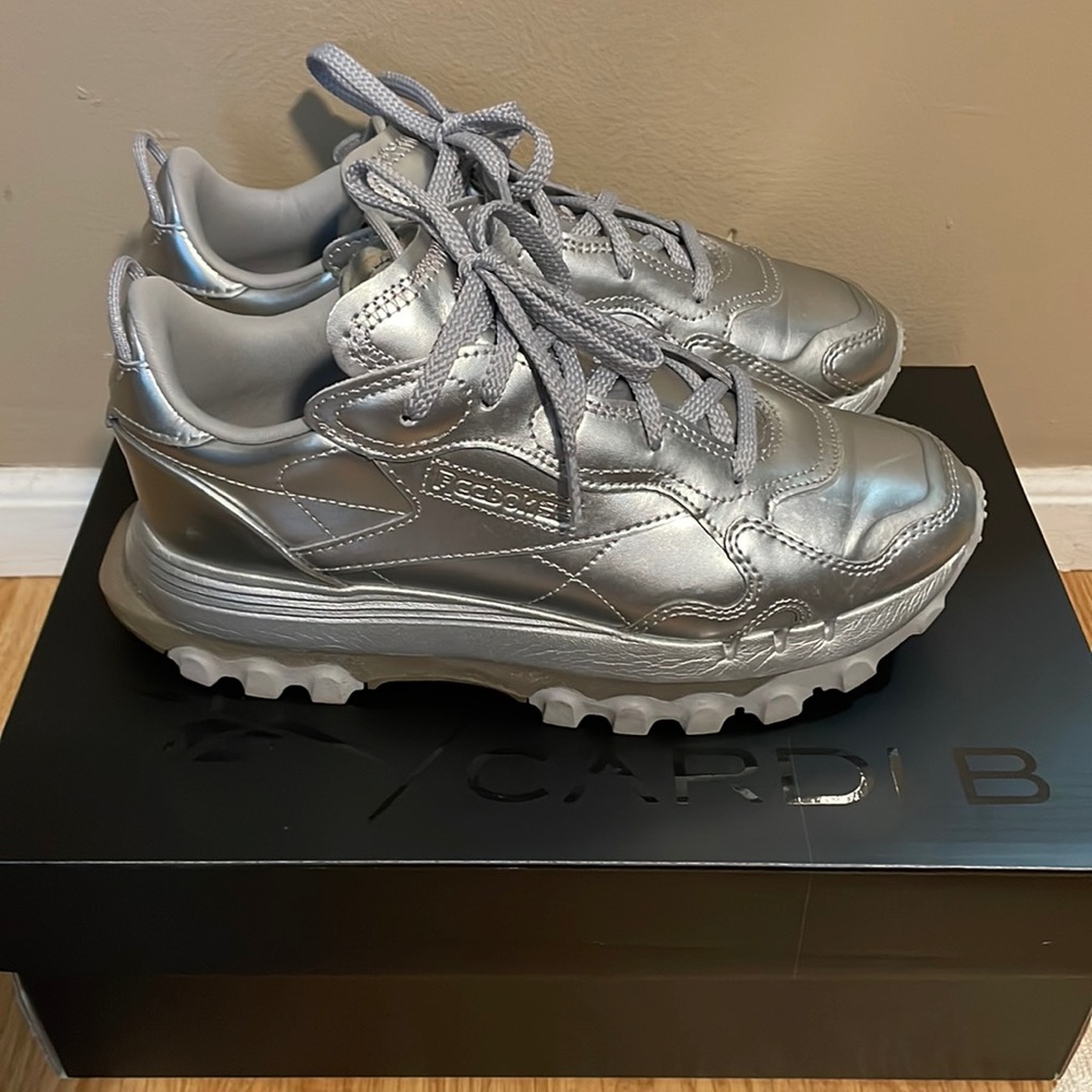 Cardi B x Reebok silver sneakers size 8